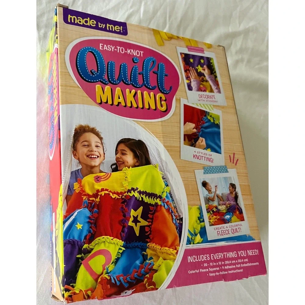 Made By Me‎ Easy-to-Knot Quilt Making Kit No Sew Fleece Blanket 50x39 DIY Craft